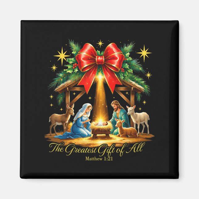 Aimant The Greatest Gift Of All Nativity Christian Christ (Devant)