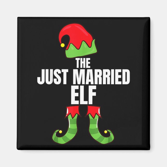 Aimant The Just Married Elf Matching Family Christmas Gro (Devant)