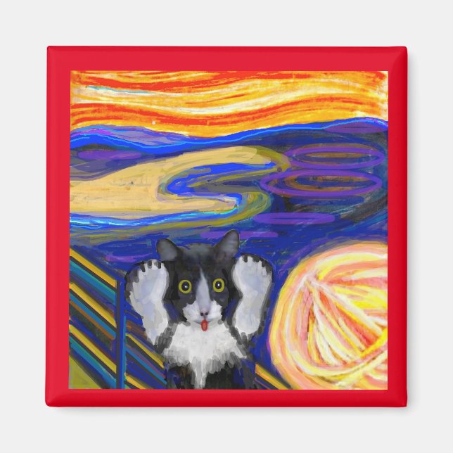 Aimant The Scream, Art FIne par Munch, Parody Cat Art (Devant)