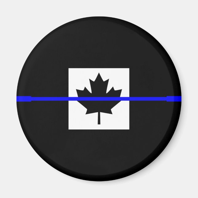 Aimant The Symbolic Thin Blue Line on Canadian Flag (Devant)