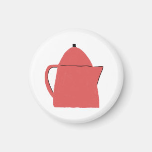 Aimant Théière rouge corail minimaliste, cadeau pour la c