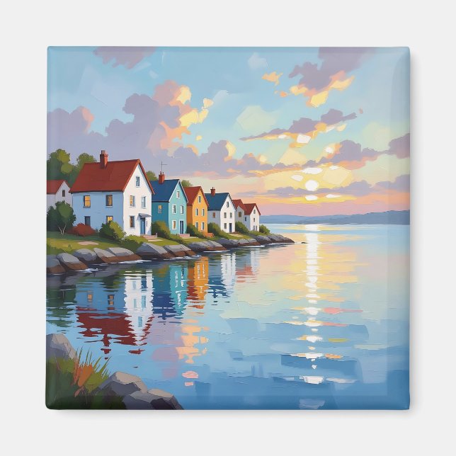 Aimant Thème côtier | Maisons de plage sur la baie   (Devant)
