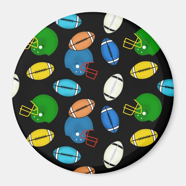Aimant Thème de ballons et de casques de football (Devant)