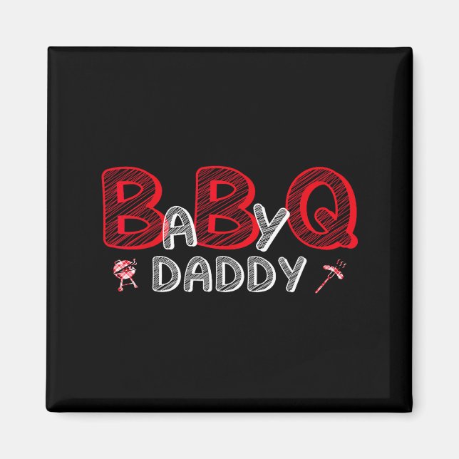 Aimant Thème de douche bébé barbecue papa douche bébé thè (Devant)