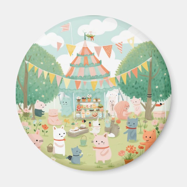 Aimant Thème de fête mignon. Anniversaire (Devant)