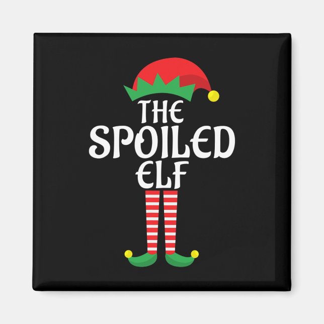 Aimant Thème de Noël des elfes gâtés Famille de vacances  (Devant)