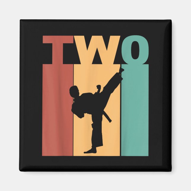 Aimant Thème Karaté Taekwondo 2ème Anniversaire 2 Ans (Devant)