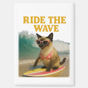 Aimant Thème surf pour chat siamois 