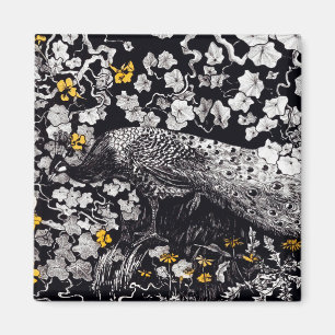 Aimant Theo Van Hoytema Retro Peacock Clip Art Noir et