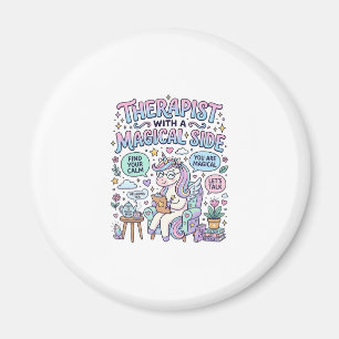 Aimant Thérapeute Licorne avec un Cadeau Magique sur le C