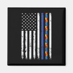 Aimant Thin Blue Line Police Soutien Autisme 4 juillet Ma