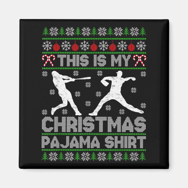 Aimant This Is My Ugly Christmas Pajama Baseball Funny Wi (Devant)