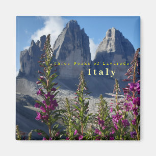 Aimant Three Peaks of Lavaredo Wildflowers Italy