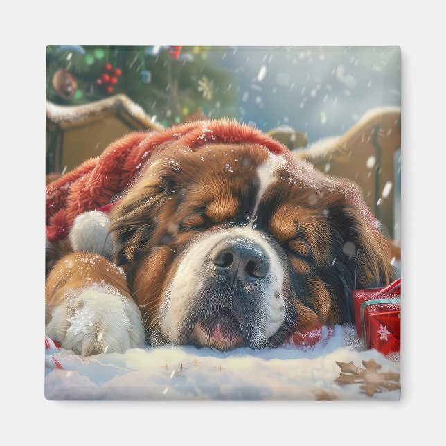 Aimant Tibétain Mastiff de Noël Festif (Devant)
