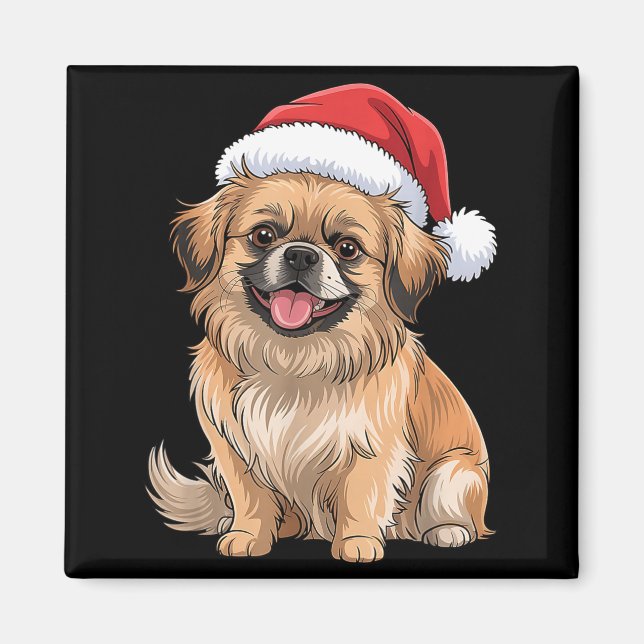 Aimant Tibetan Spaniel Dog Christmas Santa Hat Pet Dog Lo (Devant)