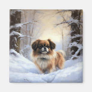Aimant Tibetan Spaniel Qu'il neige Noël 