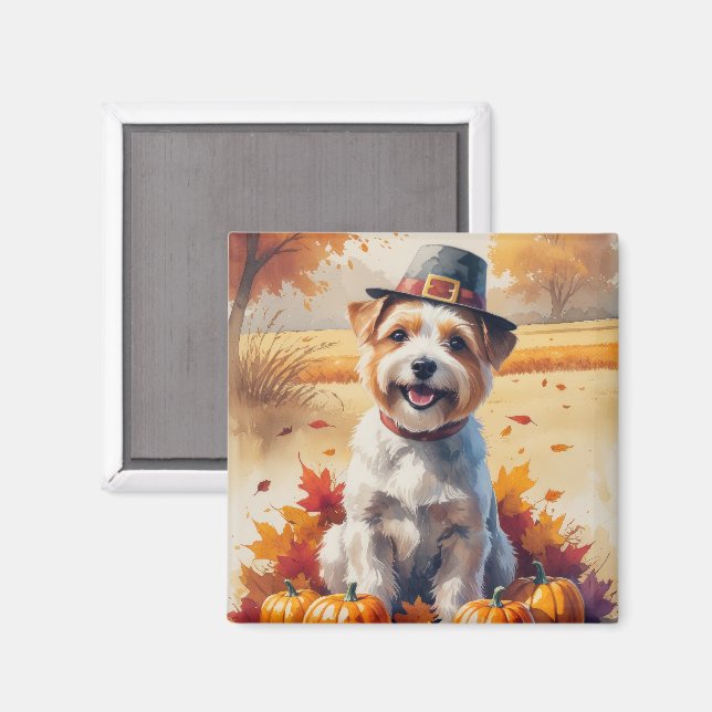 Aimant Tibetan Terrier Dans Les Feuilles D'automne Art De (Recto/Verso)