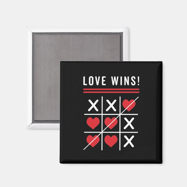 Aimant Tic Tac Toe Love gagne Anniversaire Saint-Valentin (Recto/Verso)