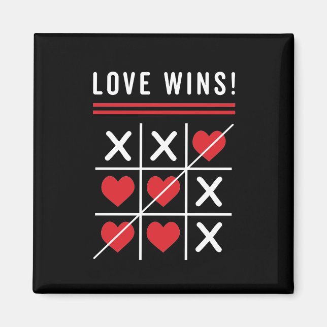 Aimant Tic Tac Toe Love gagne Anniversaire Saint-Valentin (Devant)