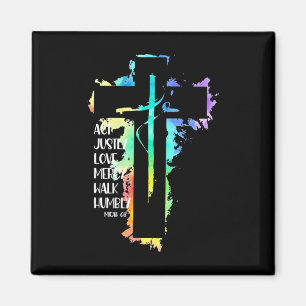 Aimant Tie Dye Cross Micah 68 Acte Justement Bible Écritu