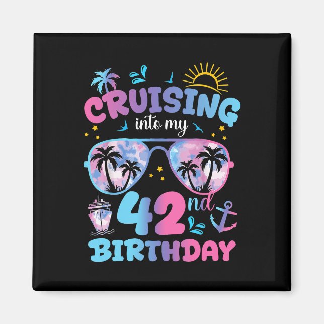 Aimant Tie Dye navigue vers mon 42e anniversaire Sungles  (Devant)
