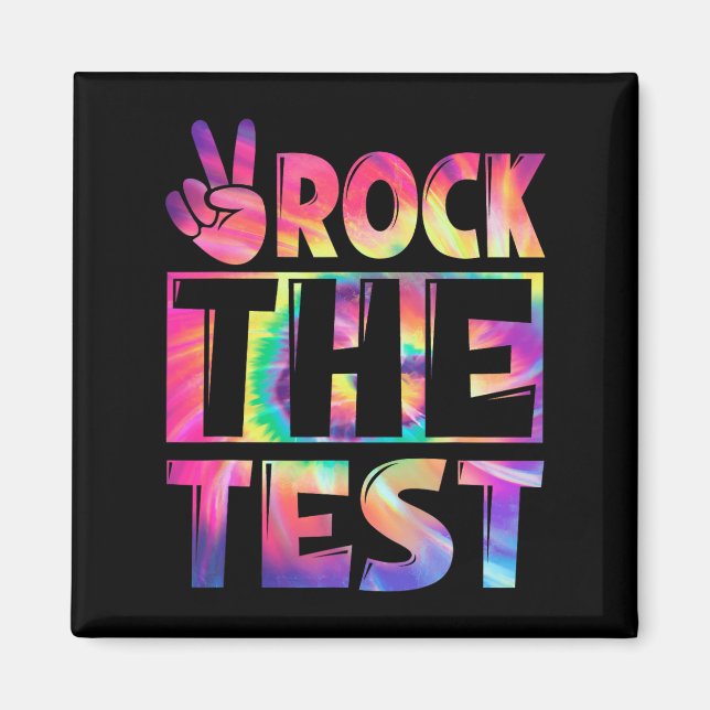 Aimant Tie Dye Rock Le Test Joyeux Test Jour Enseignant L (Devant)