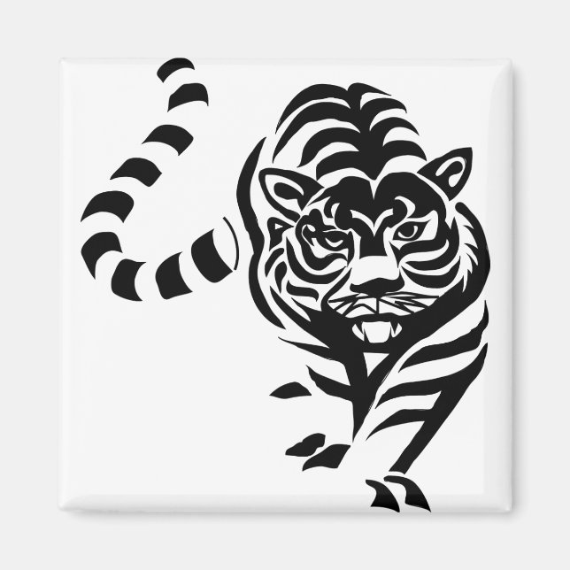 Aimant Tiger Chat Big Black White Stripes Prowl Marche (Devant)