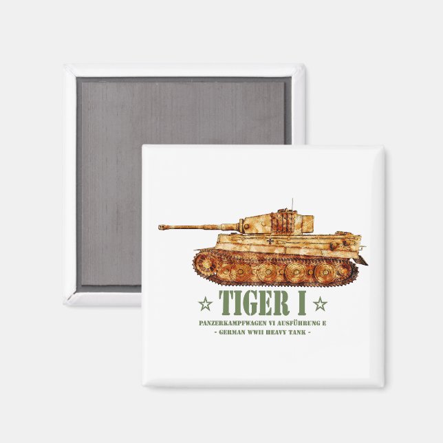 Aimant Tiger I World War Deux Allemand Lourd Tank Panzer  (Recto/Verso)