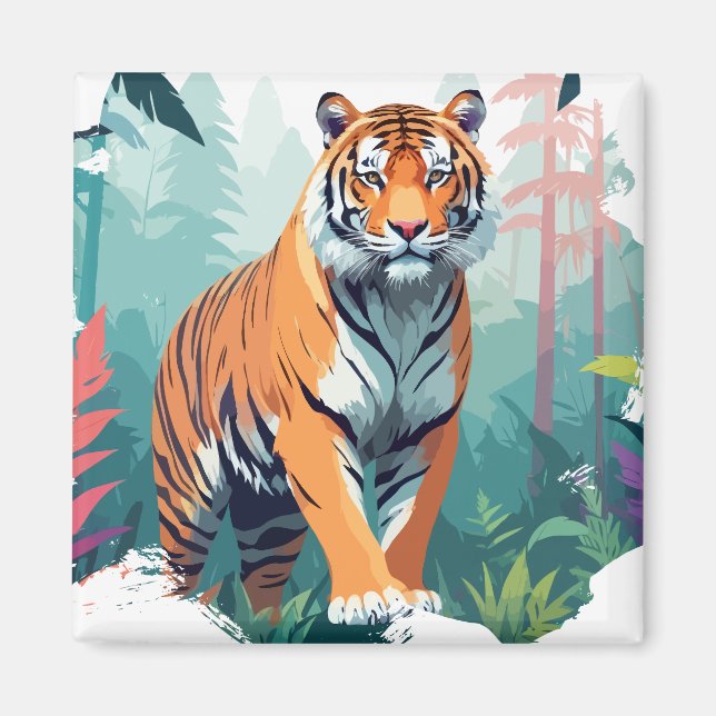 Aimant Tiger Vector Art Animal Majestic Nature Faune (Devant)