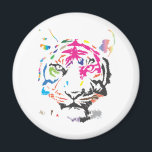 Aimant Tigre arc-en-ciel<br><div class="desc">Un design très cool et moderne avec un tigre, détruit dans beaucoup de taches d'encre super colorées.</div>