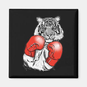 Aimant Tigre de boxe amusant avec gants rouges enfants ad