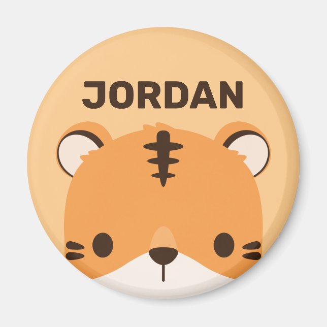 Aimant Tigre mignon avec nom personnalisé (Devant)