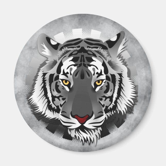 Aimant Tigre noir et blanc (Devant)