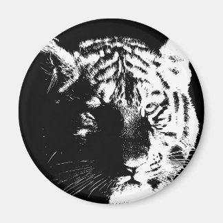 Aimant Tigre noir et blanc Pop Art
