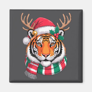 Aimant Tigre Renne Noël Chapeau Santa Tigre Xmas 