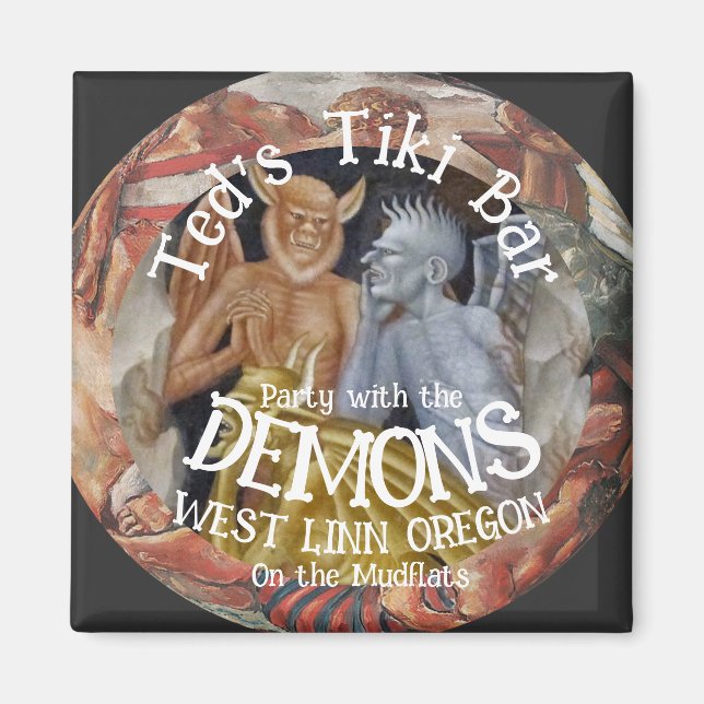 Aimant Tiki Bar Party avec les démons sur les boudflats (Devant)