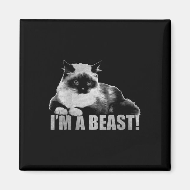 Aimant Timbre de chat graphique branché Je suis une bête (Devant)