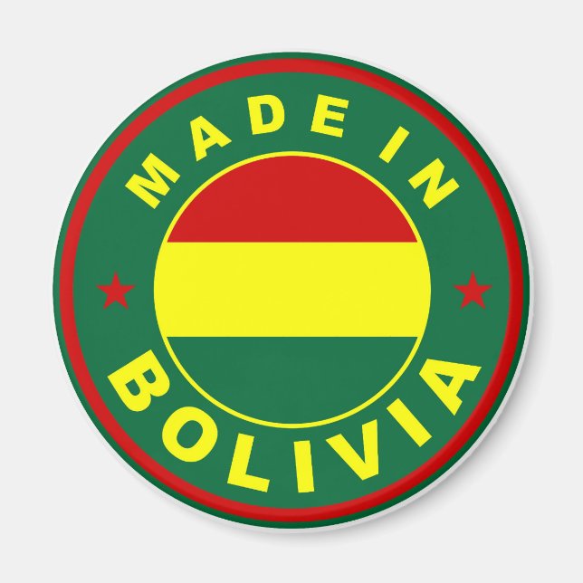 Aimant timbre étiquette du drapeau de la bolivie (Devant)