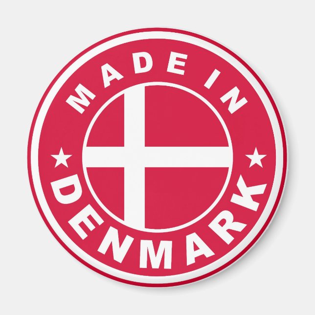 Aimant timbre rond étiquette du drapeau du pays du danema (Devant)