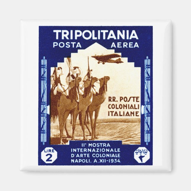 Aimant Timbre Tripolitania 2 Lire 1934 (Devant)