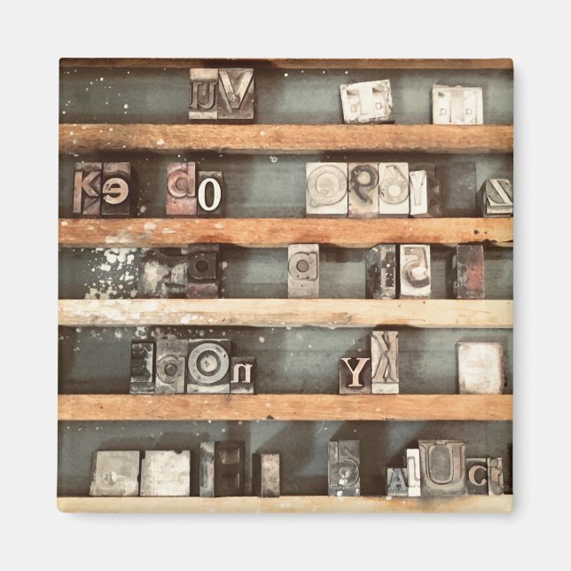 Aimant timbres de bloc d'impression antique (Devant)