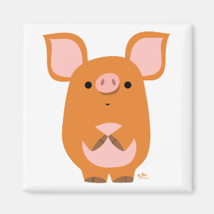 Aimant timide de coutume de porc de bande dessinée