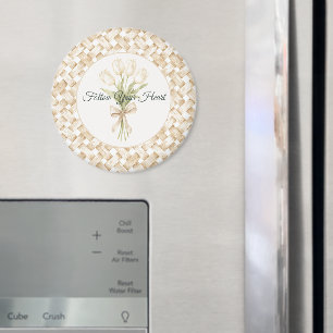 Aimant Tissu Panier Blanc Crème