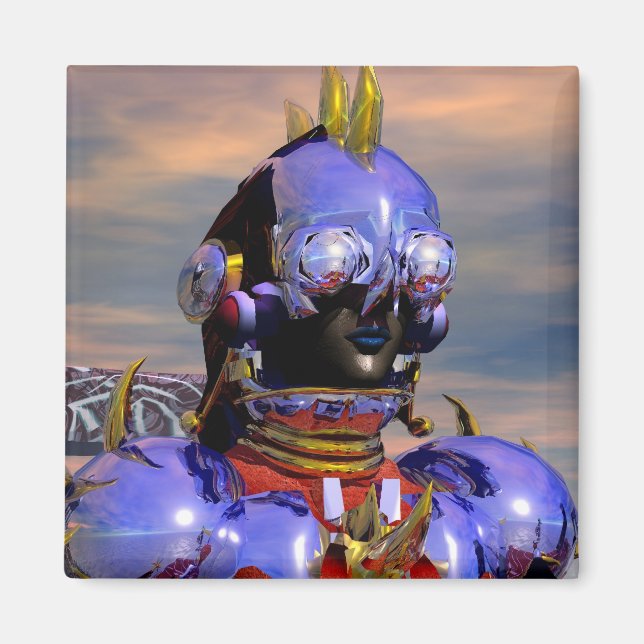 Aimant TITAN CYBORG PORTRAIT Blue Science Fiction, Scifi (Devant)