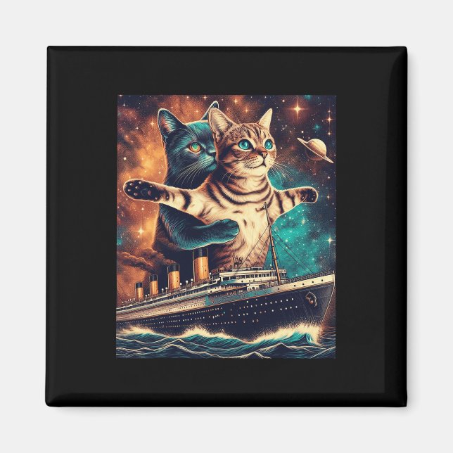 Aimant Titanic Cats Funny Tee (Devant)