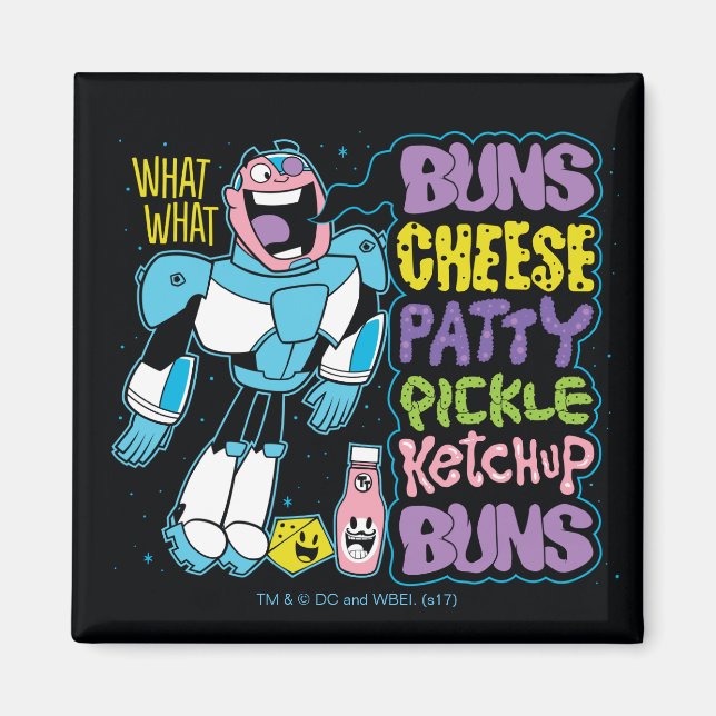 Aimant Titans Ados, allez ! | Cyborg Burger Rap (Devant)