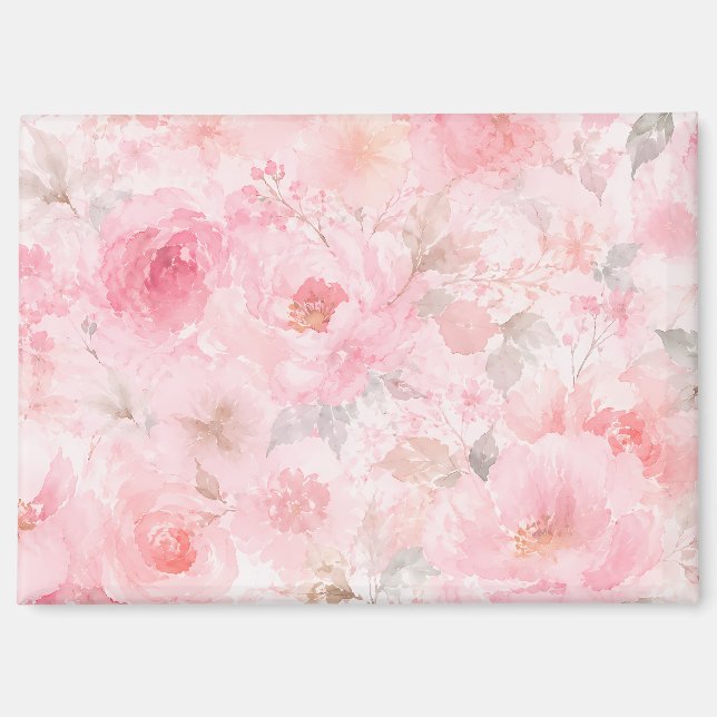 Aimant Titre  Blush Bloom Aquarelle Florale (Recto)