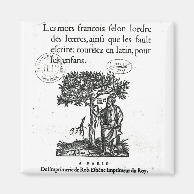 Aimant Titre du premier dictionnaire français-latin (Devant)