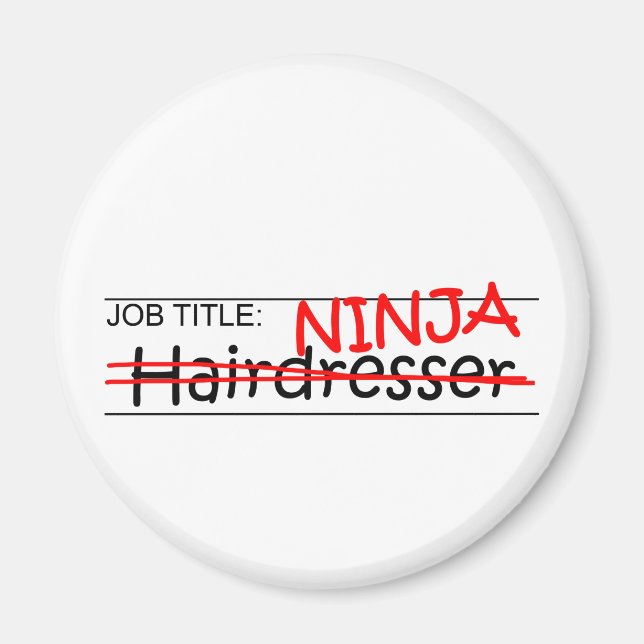 Aimant Titre du travail Ninja - Coiffeur (Devant)