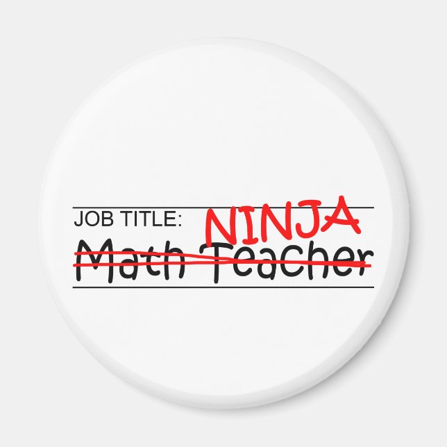 Aimant Titre du travail Ninja - Enseignant en mathématiqu (Devant)